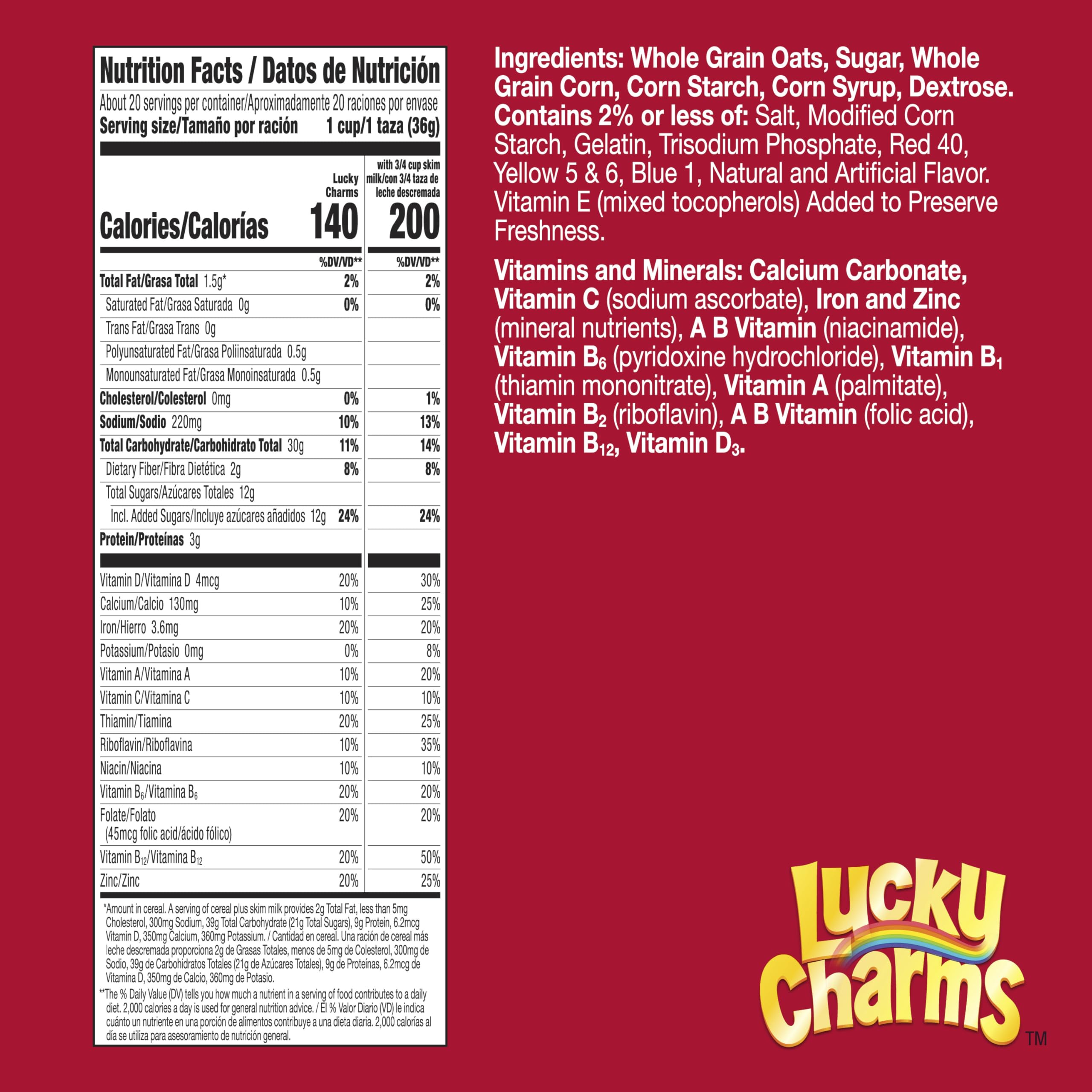 Lucky Charms marshmallow shapes hearts and stars floating in milk.