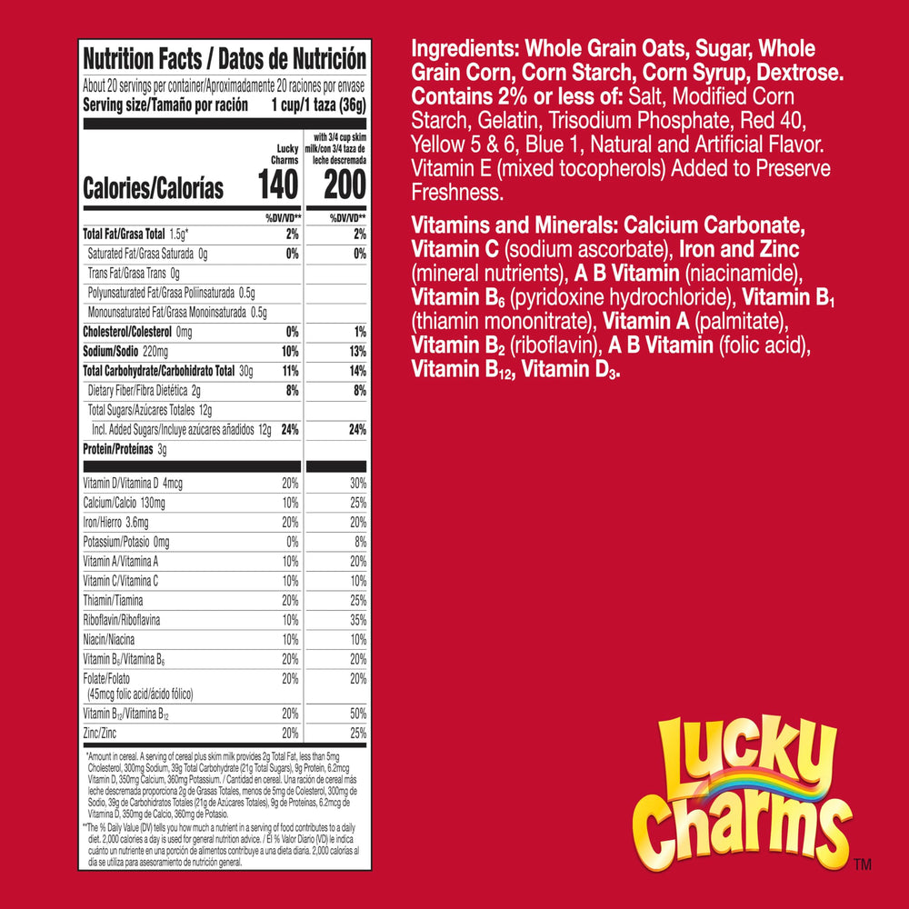 Lucky Charms marshmallow shapes hearts and stars floating in milk.