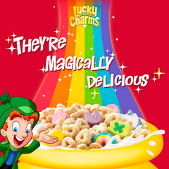 Lucky Charms mega size box ready for family breakfasts
