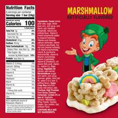 Lucky Charms Treat Bars close-up, marshmallow bits and cereal crunch showcased.