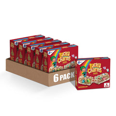 Lucky Charms Treat Bars box front, ideal for quick on-the-go snacking.