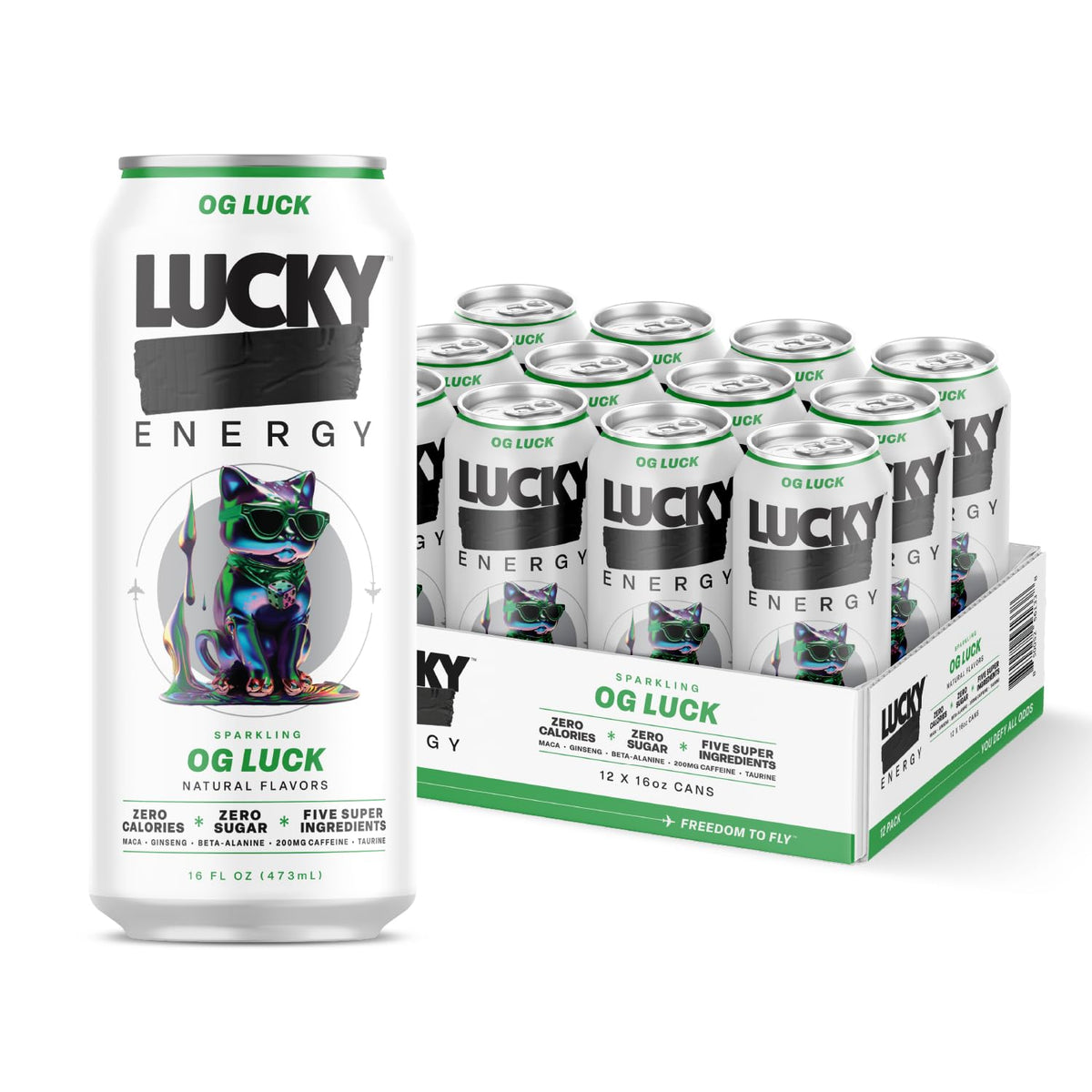 Lucky Energy OG Luck can front view for bold caffeine boost and focus