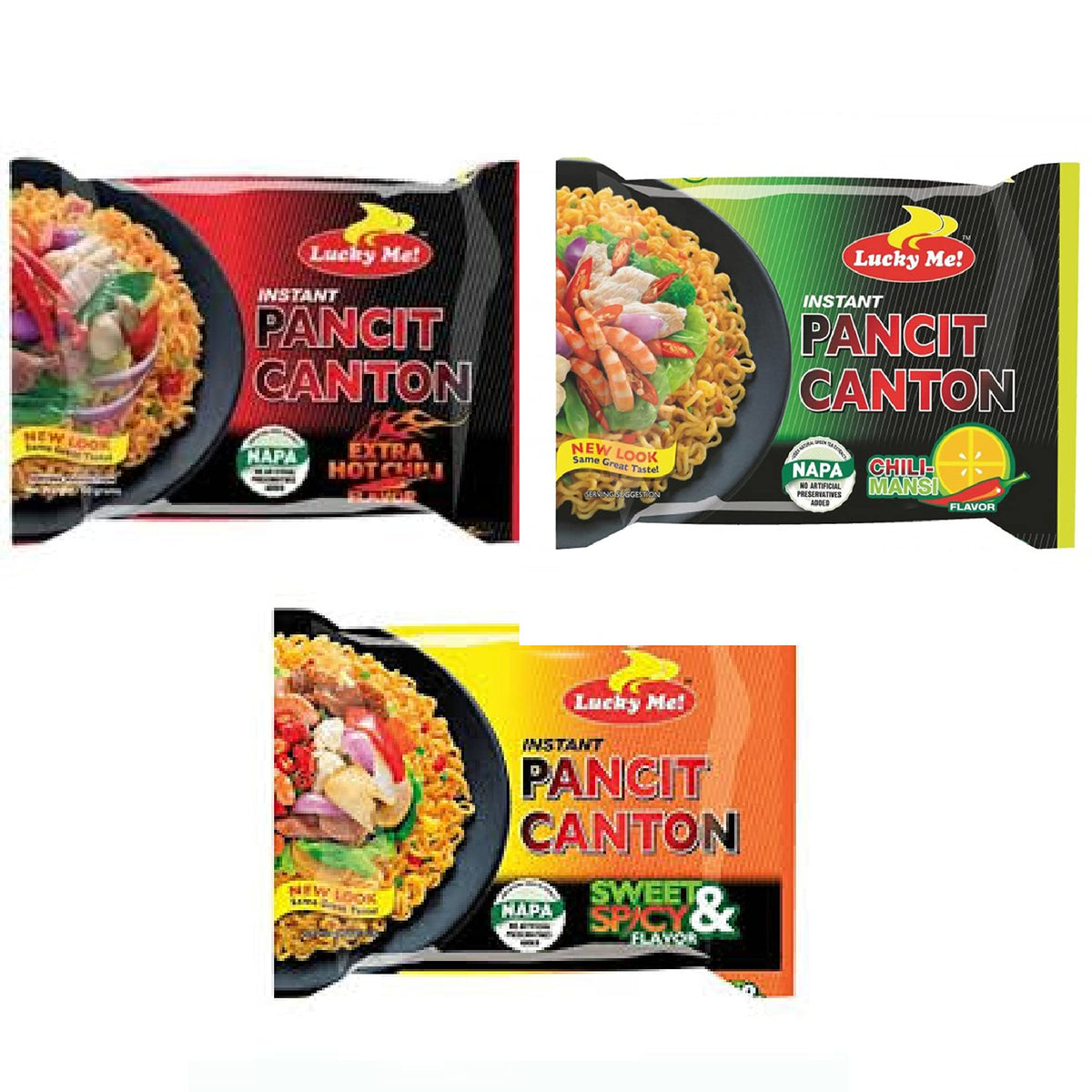 Lucky Me Pancit Canton pack-front view for quick family meals.