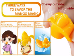 Luckycare MetaVita real mango puree gummy showing real fruit texture and vibrant color
