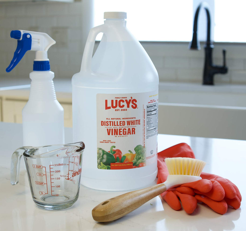Lucy's packaging highlights convenient 1-gallon refills for busy homes.