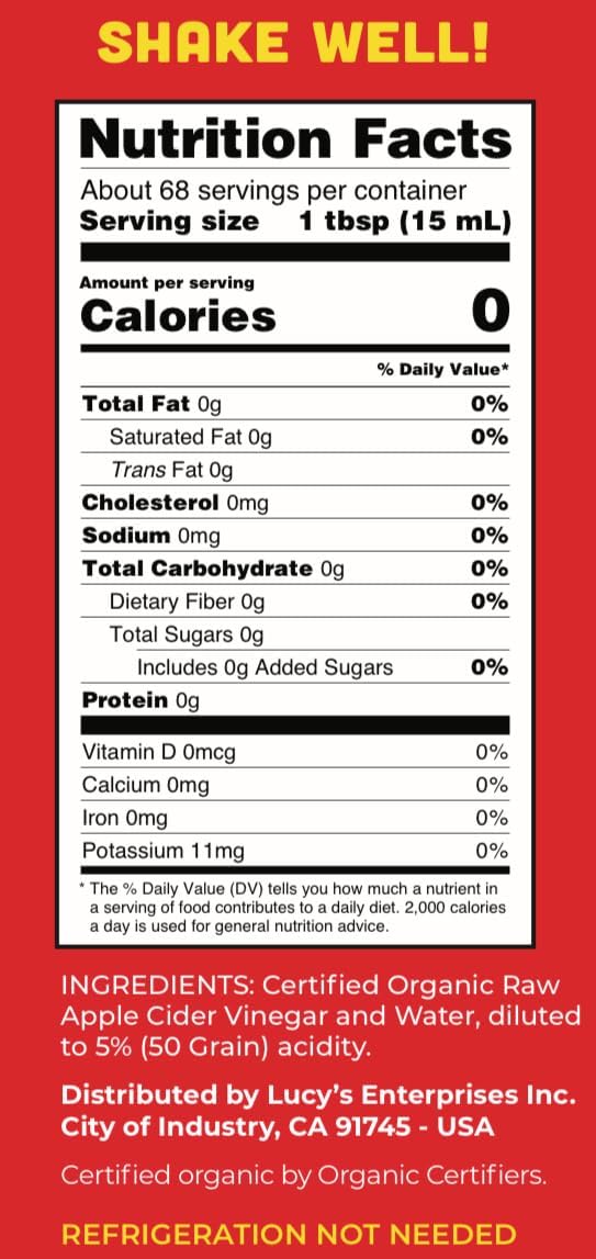 Lucy’s 34oz glass bottle close-up demonstrates premium packaging and freshness.