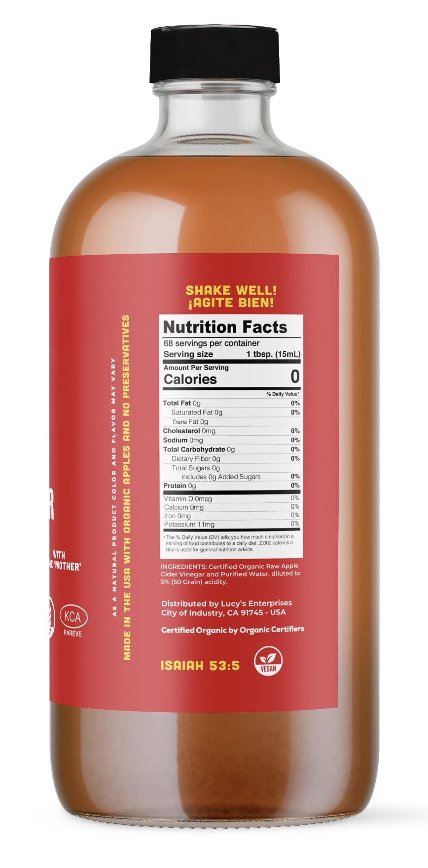 Lucy’s bottle shows the mother visible for authenticity and raw quality.