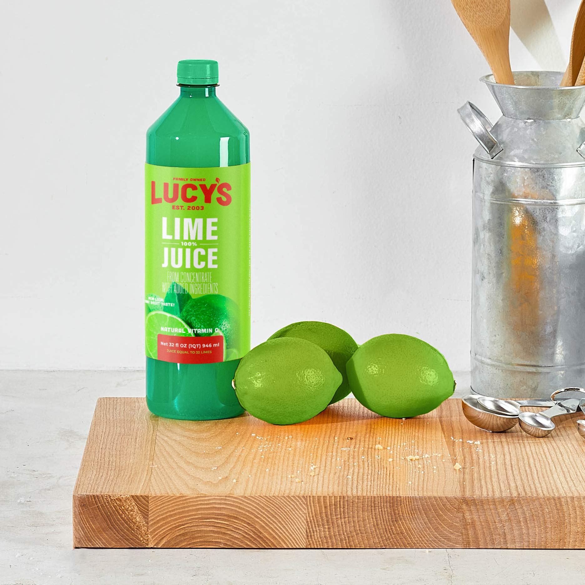 Lucy’s Lime Juice 2-pack packaging showing value and long-term storage convenience.
