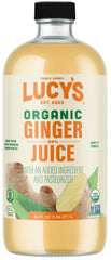 Lucy’s Peruvian organic ginger juice in a 34oz glass bottle for bold flavor in drinks
