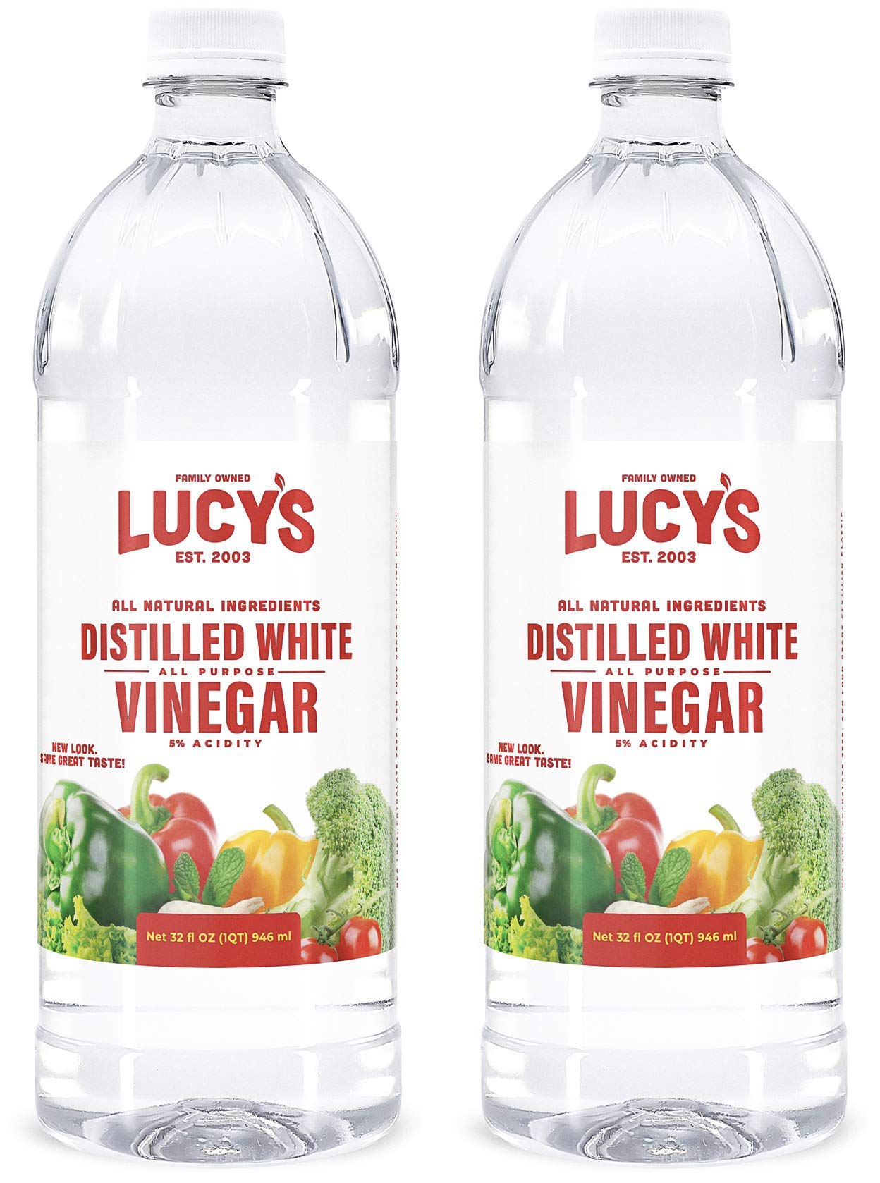 Lucy’s White Vinegar two-pack front view for daily cooking and cleaning.