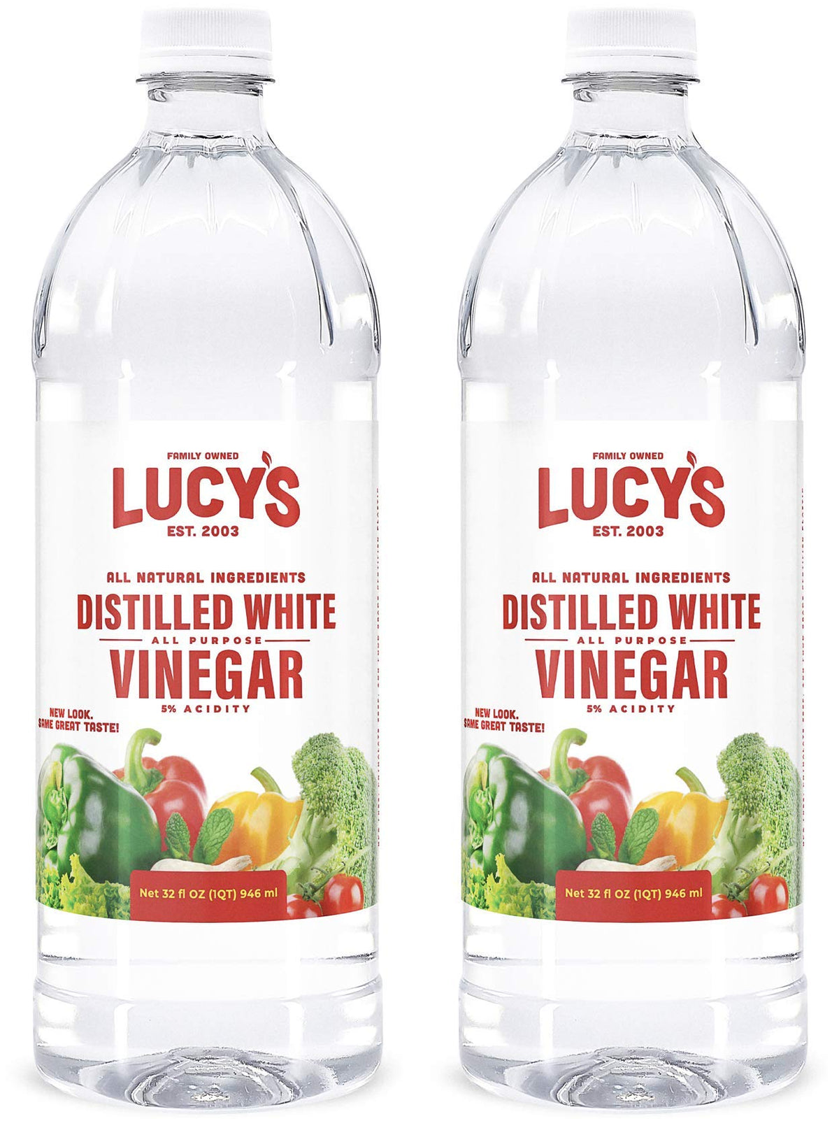 Lucy’s White Vinegar two-pack front view for daily cooking and cleaning.