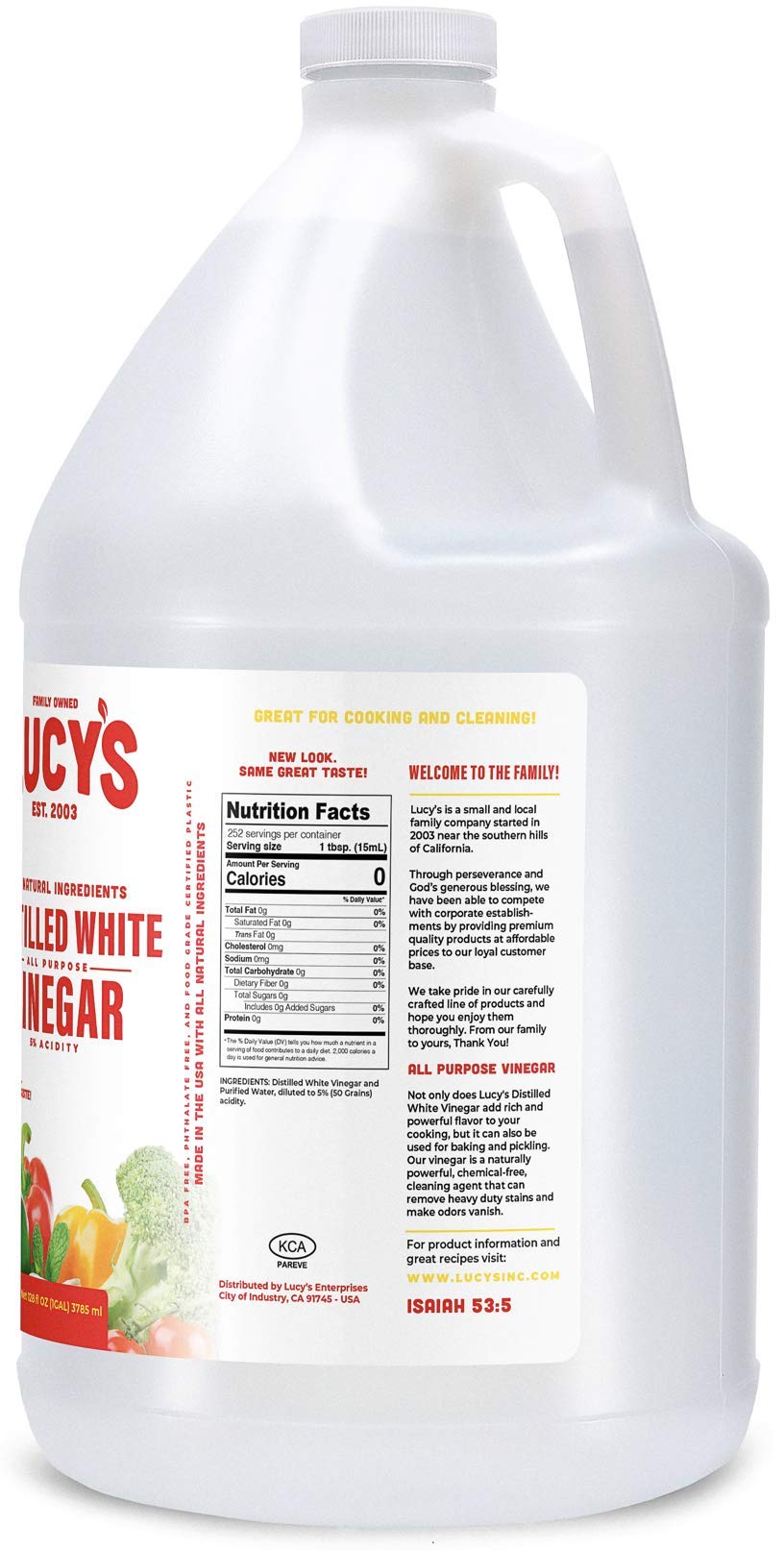 Lucy's White Vinegar container used as all-purpose cleaner.