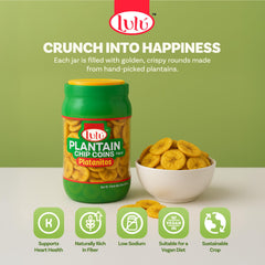 LULU Plantain Chip Coins crispy round slices offering golden crunch.