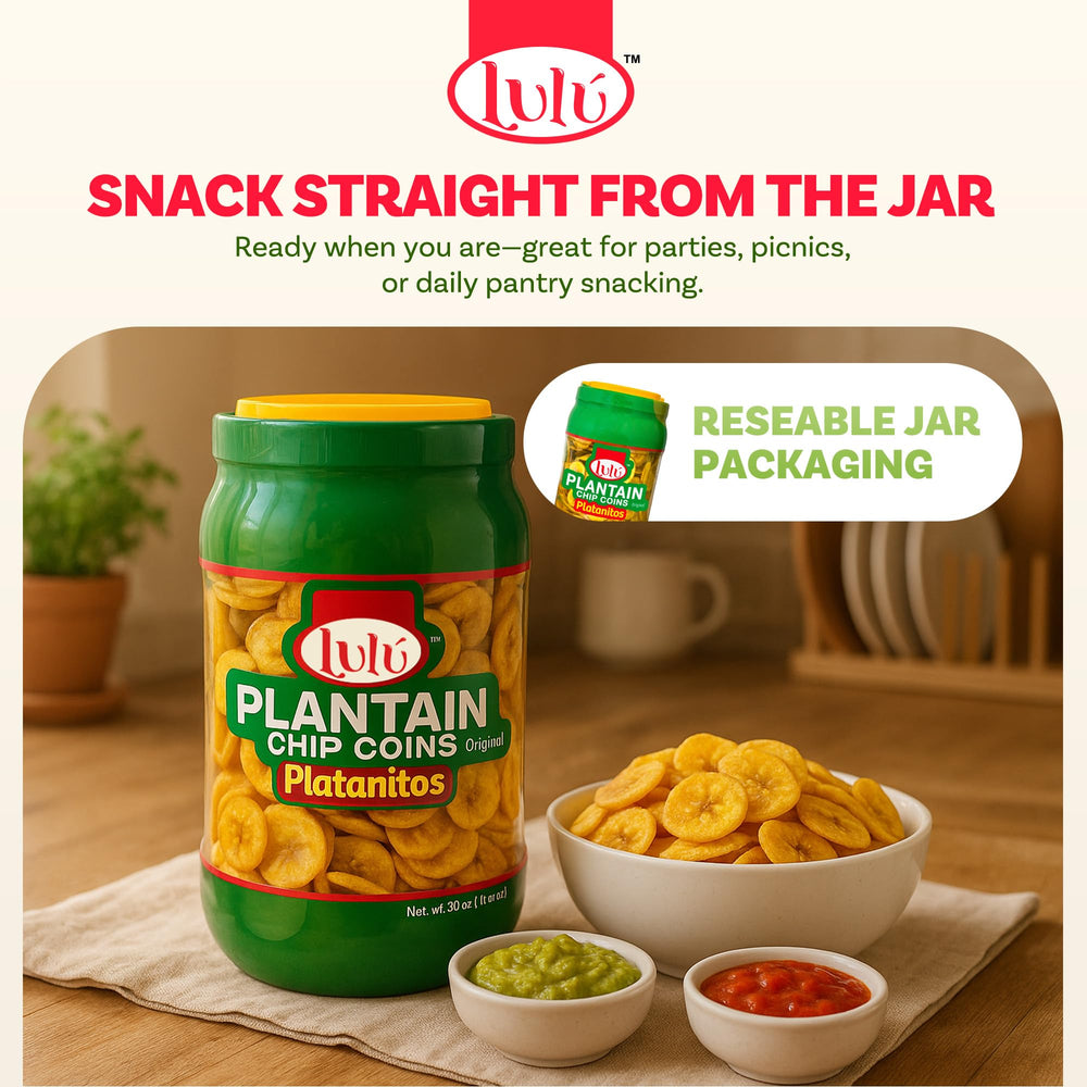LULU Plantain Chip Coins as a kid-friendly, crunchy snack option.