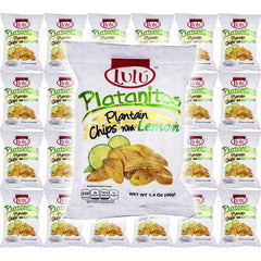 LULU Platanitos Lemon Chips bag front view showing crisp plantain chips.
