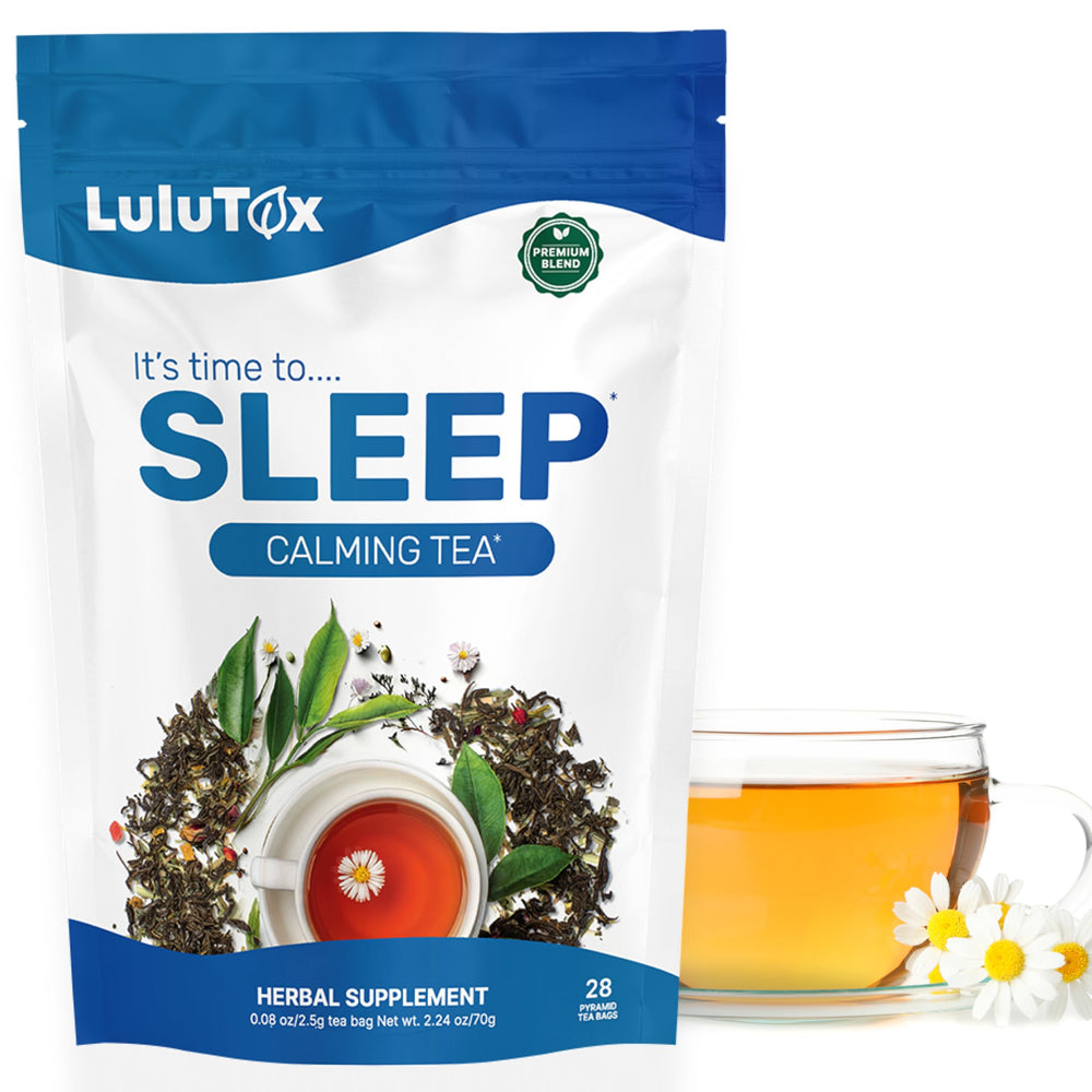 Lulutox Deep Sleep Tea in a cup ready for a calming nightly ritual