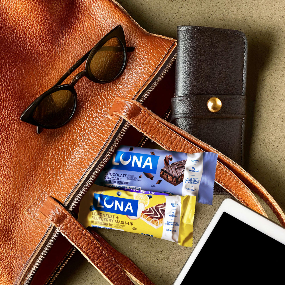 Luna Bar Mash-Ups LemonZest + Blueberry bite-sized bar perfect for gym bag snack