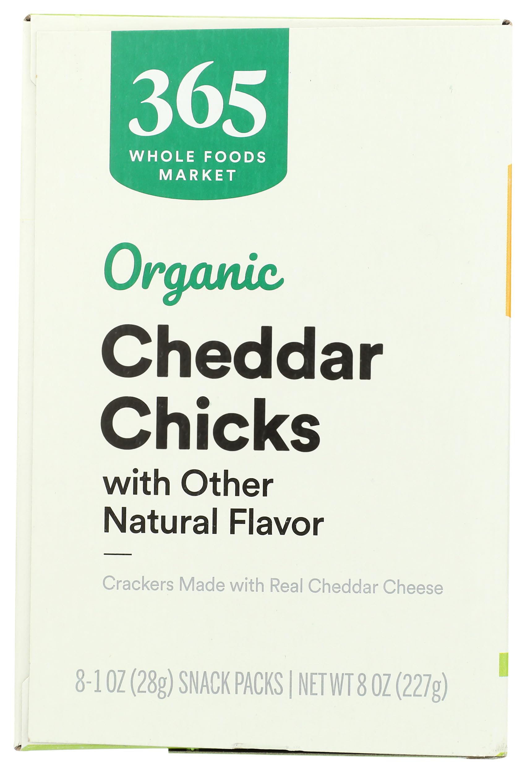 Eight-cracker lunchbox portion of 365 organic cheddar chick crackers