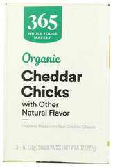 Eight-cracker lunchbox portion of 365 organic cheddar chick crackers