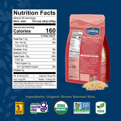 Lundberg brown basmati rice grains close-up for fluffy results.