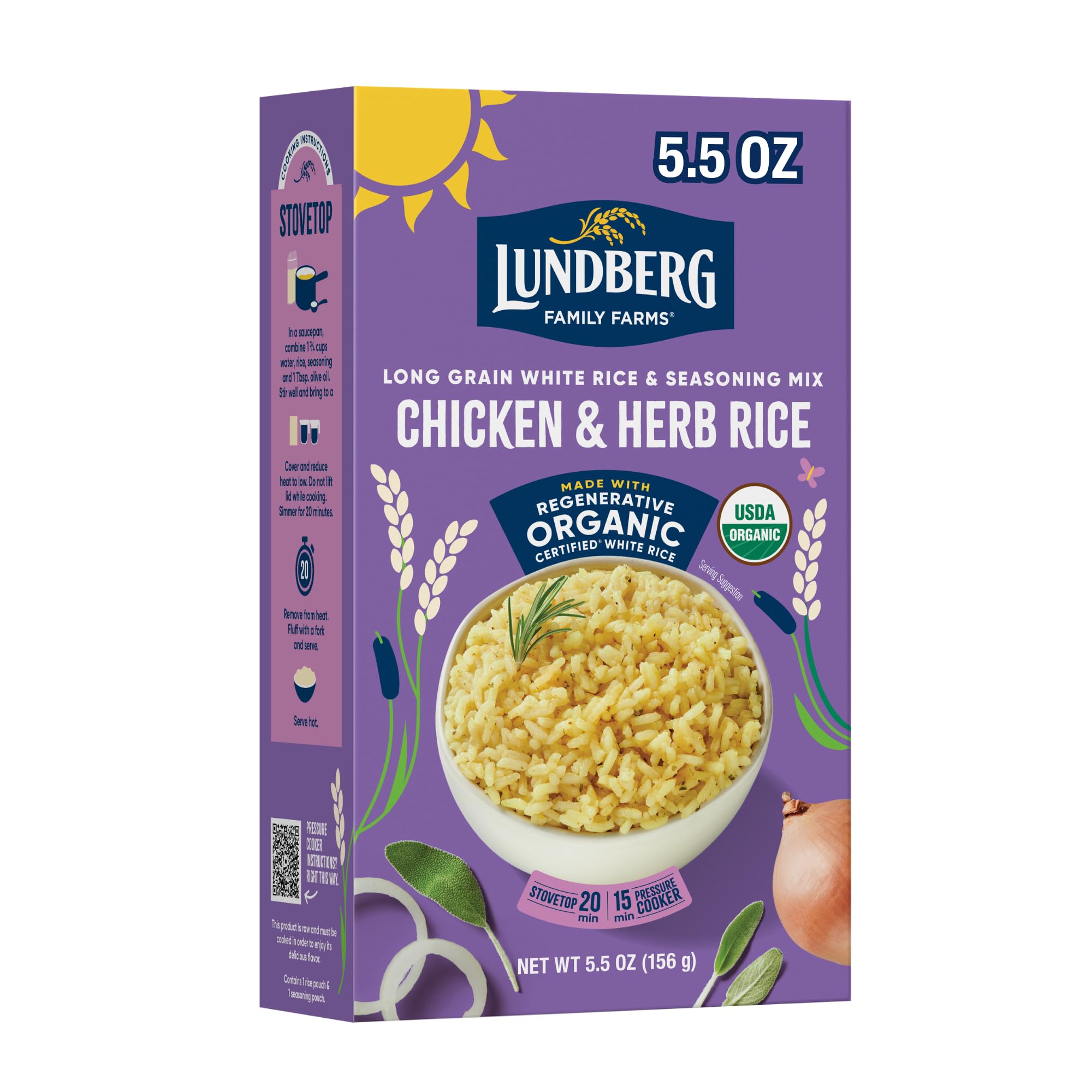 Lundberg Chicken and Herb Seasoned Rice in a steaming bowl ready to pair with favorites