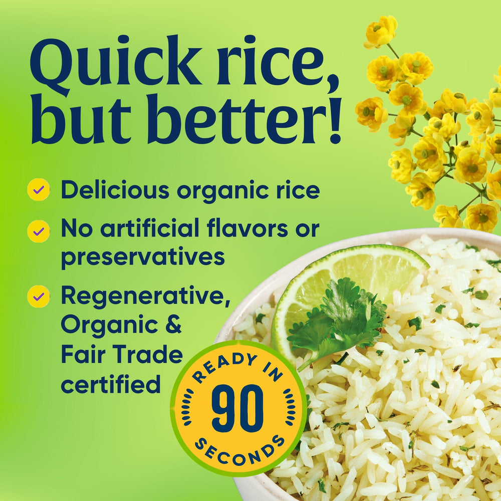 Close-up detail of fresh cilantro on Lundberg Cilantro Lime Rice, bright flavor.