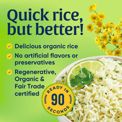 Close-up detail of fresh cilantro on Lundberg Cilantro Lime Rice, bright flavor.
