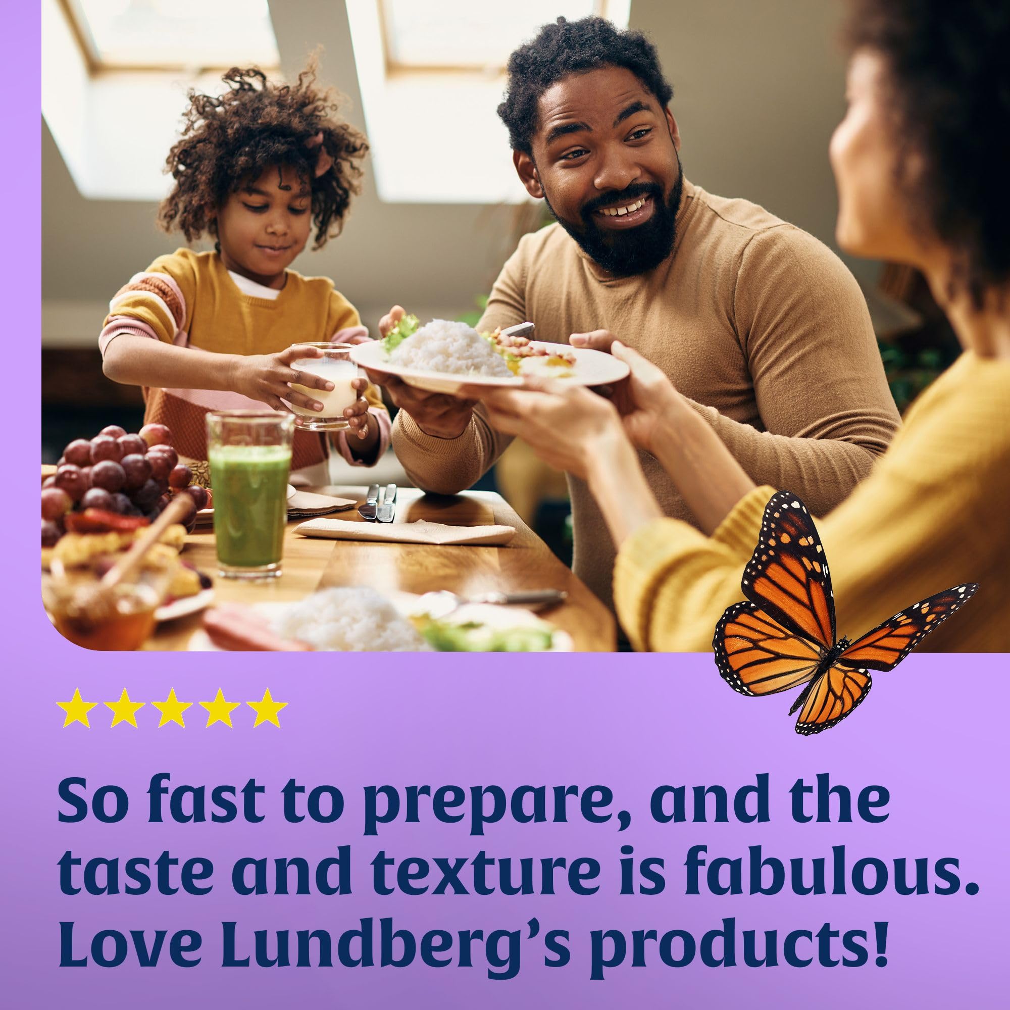 Lundberg jasmine rice pouch open shows ready-to-serve convenience.