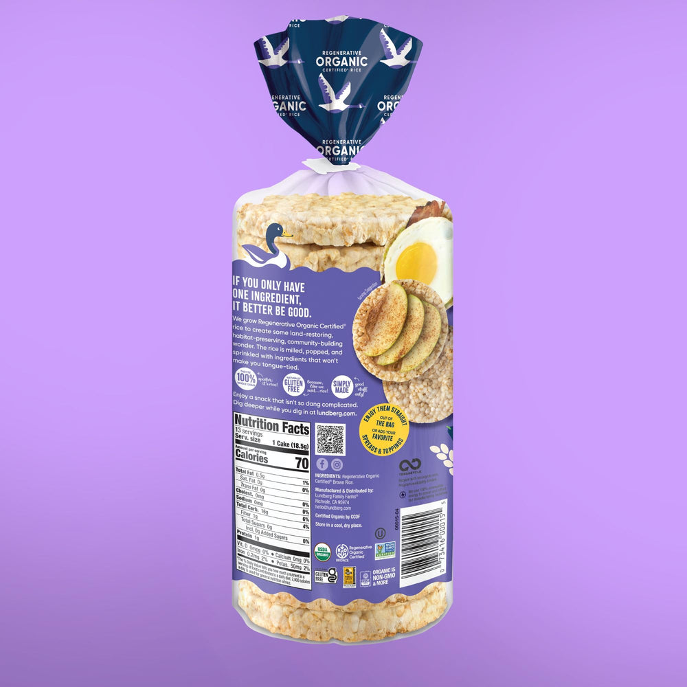 Close-up of Lundberg Rice Cakes showing crisp edges and wholesome grains