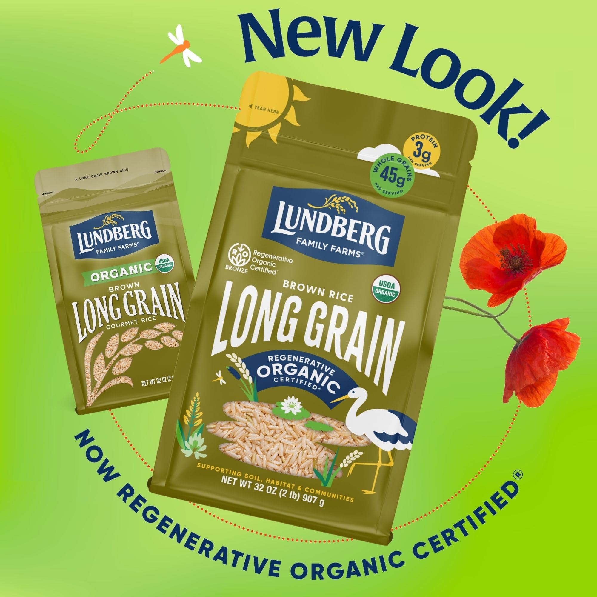 Lundberg regenerative organic brown rice long grain kosher symbol signals trusted options.