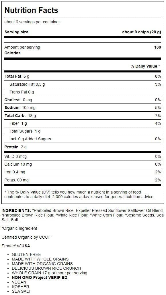 Lundberg Sea Salt Rice Chips gluten-free vegan snack, ideal for nachos.