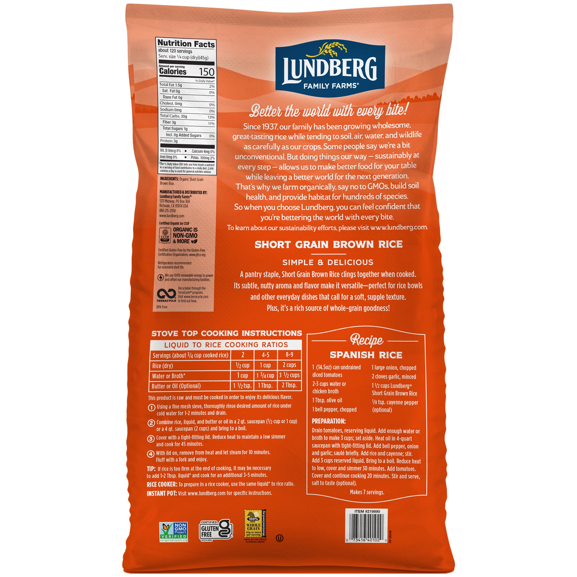 Lundberg rice grains close-up showcase plump texture and nutty aroma.