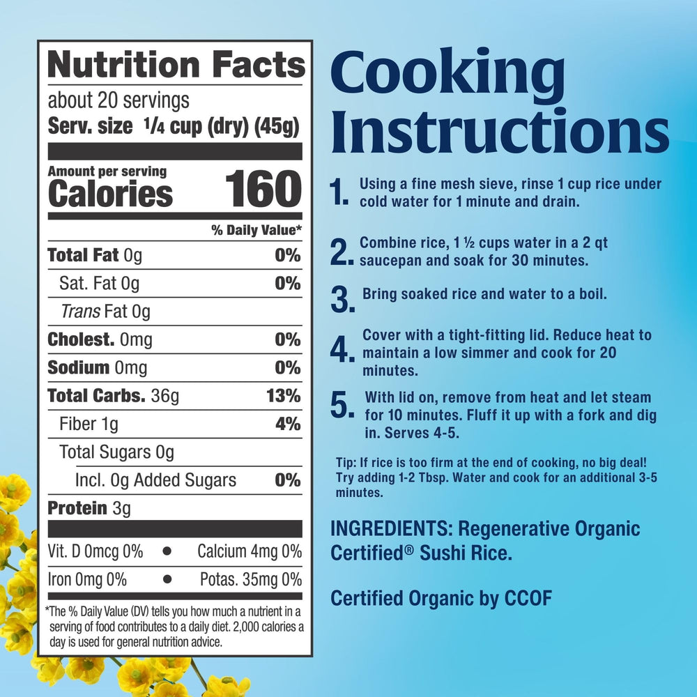 Lundberg Sushi Rice 2-pound resealable bag stored for freshness.