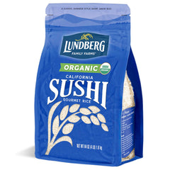 Lundberg sushi rice packaging 64oz, resealable bag for easy storage