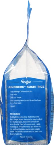 Lundberg sushi rice rolls being prepared on a bamboo mat.