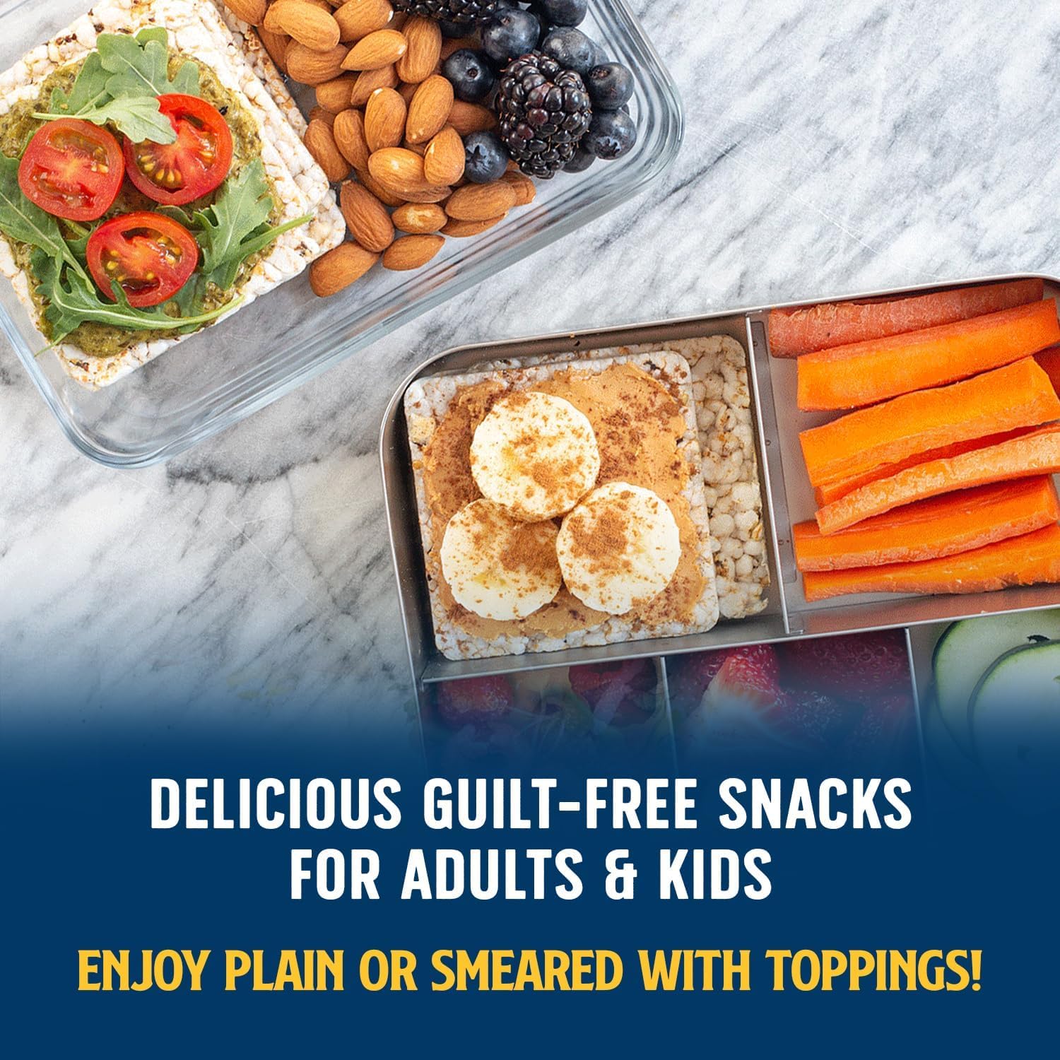 Lundberg Thin Brown Rice Cakes, pack-front display for quick snacking.