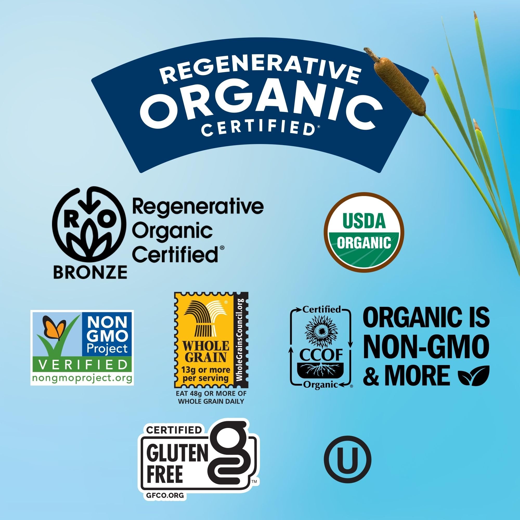 Organic and non-GMO ingredients highlighted on the packaging