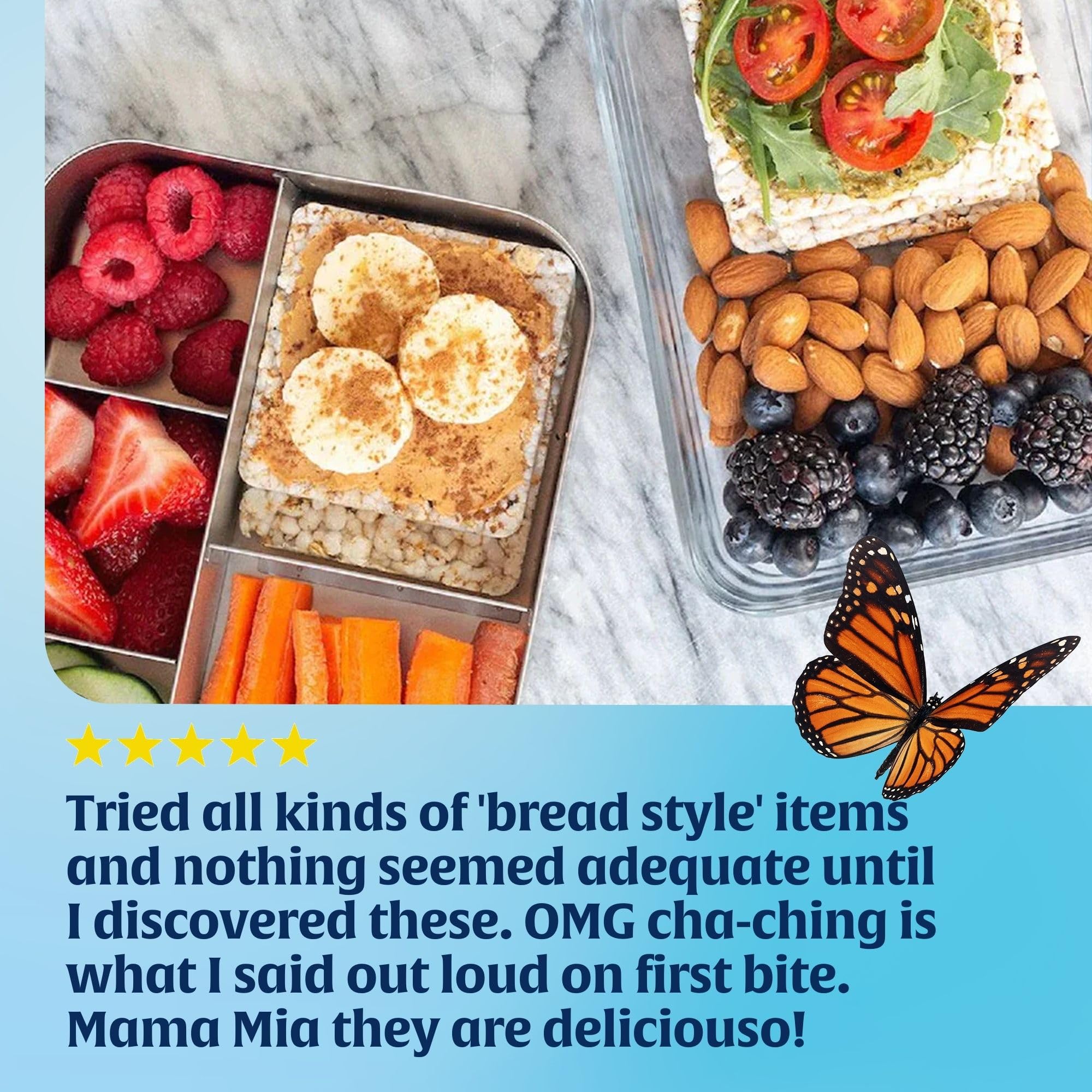 Vegan and gluten-free certification icons visible on packaging