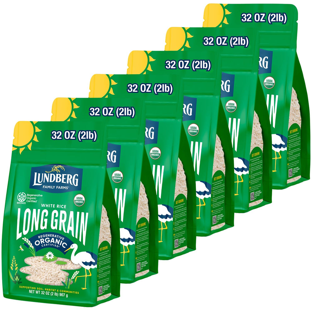 Lundberg White Rice packaging, premium California origin for everyday pantry staples.