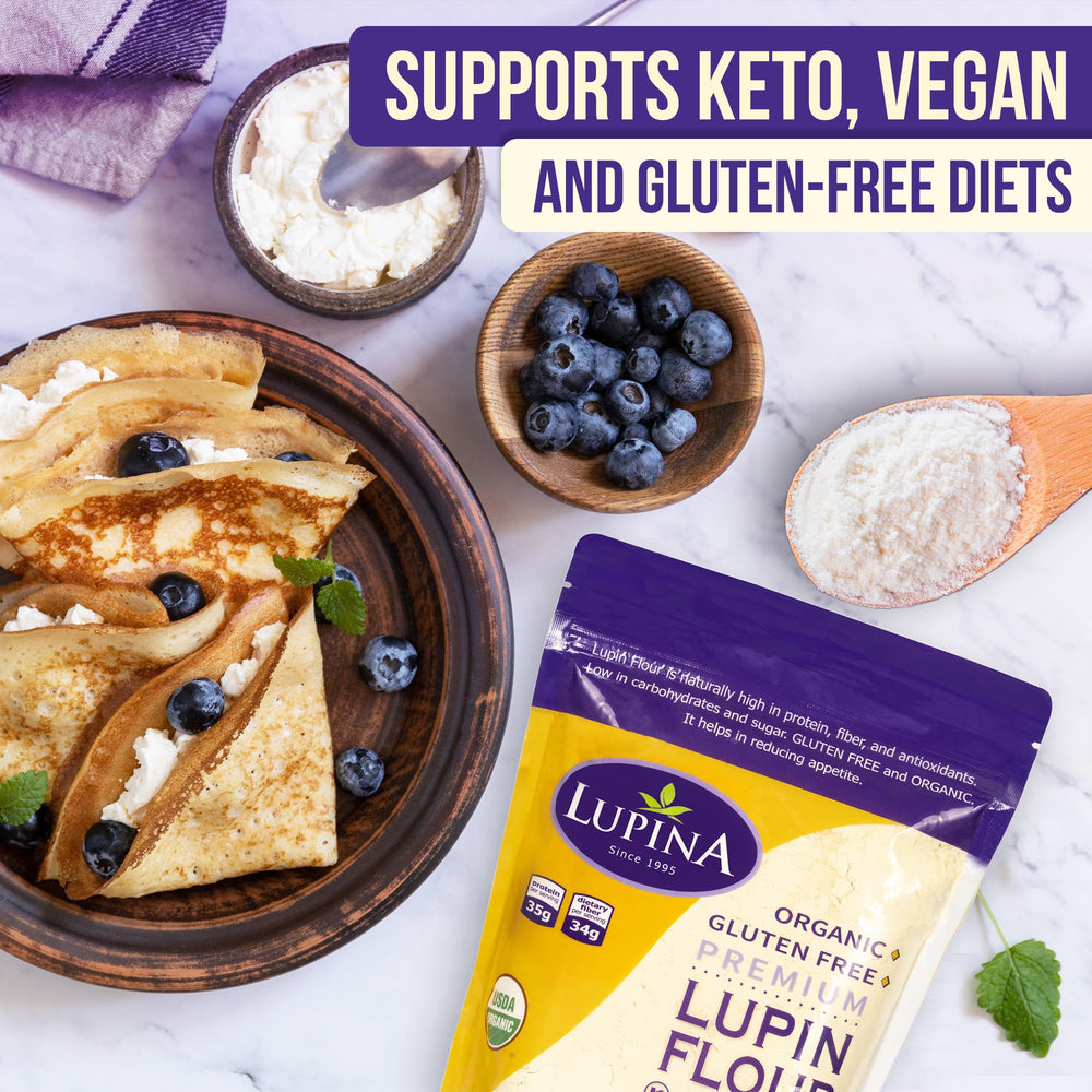Lupina lupin flour added to smoothies for protein and fiber boost.
