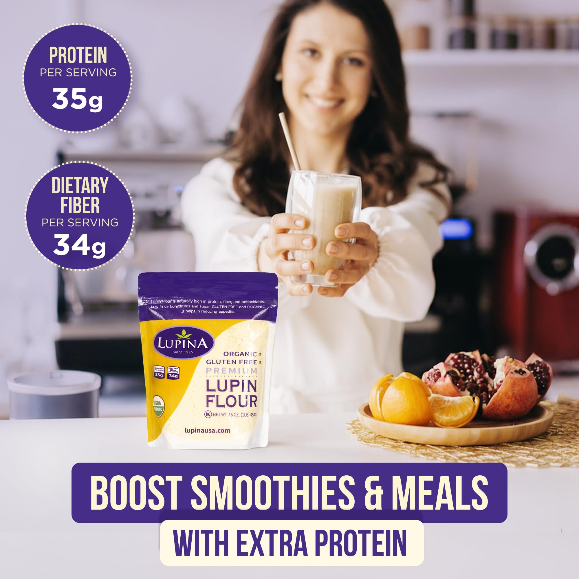 Lupina lupin flour is vegan and non-GMO.