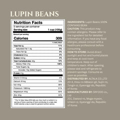 Close-up of Lupinery lupin beans, protein-rich seeds ready to soak in minutes.
