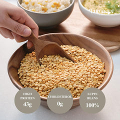 Cooked Lupinery lupin beans dish, creamy texture and nutty flavor.