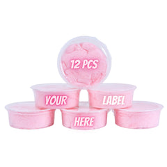 Lupy Lups Pink Strawberry cotton candy tubs twelve-pack ready for personalized party favors.