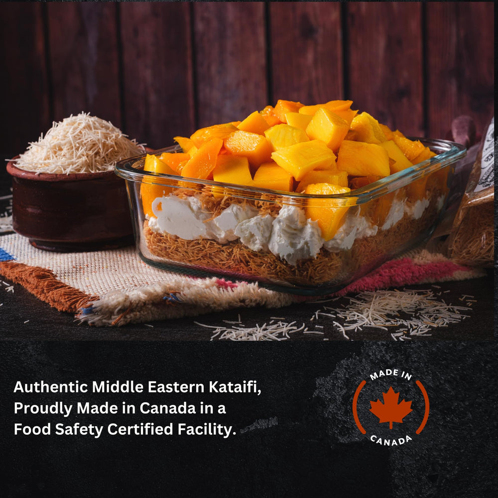 Lushpantry Kataifi is halal and parve, produced to North American standards.