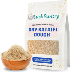 Lushpantry Kataifi dough packaging with shredded strands ready for use.