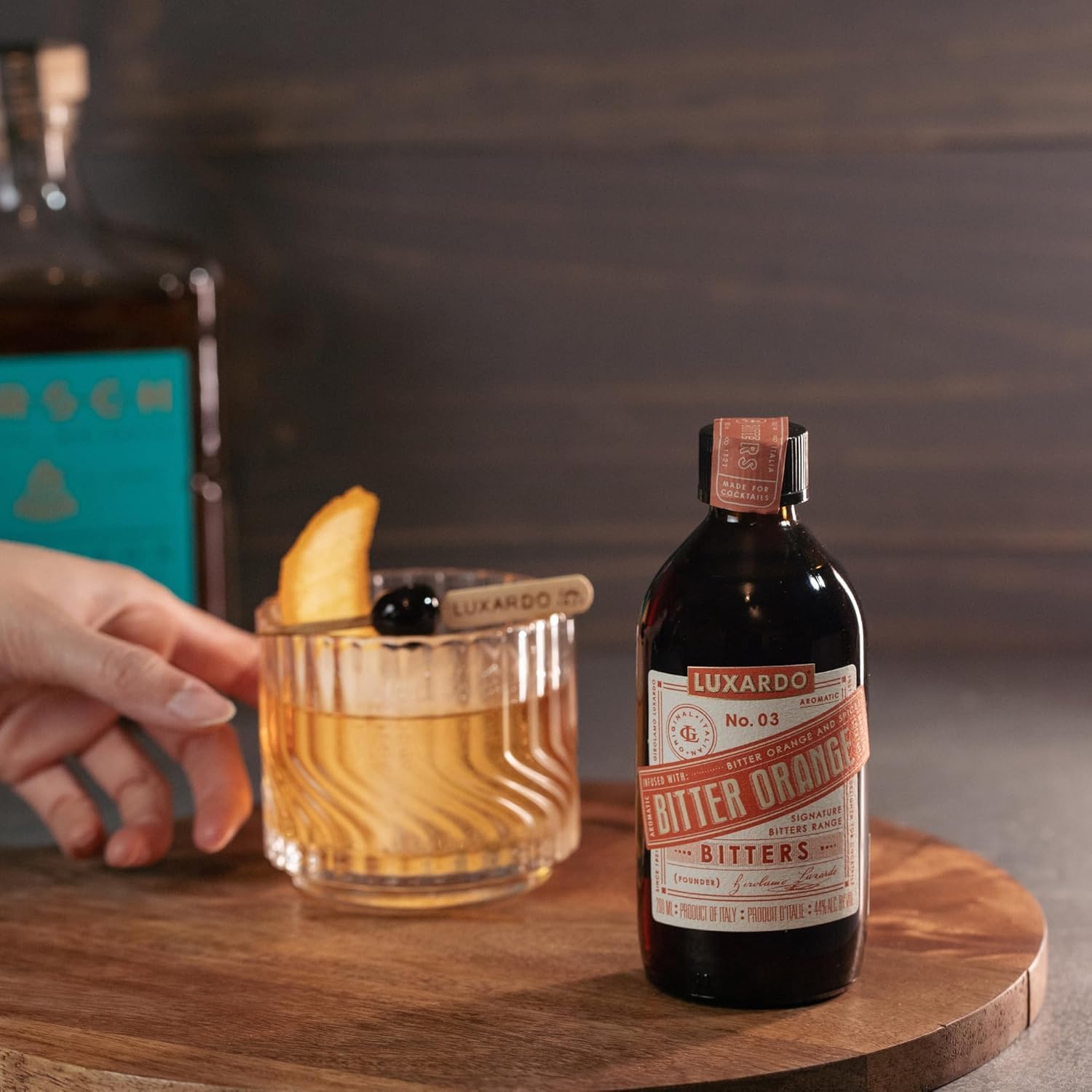 Luxardo Negroni poured in glass, showing depth and aroma
