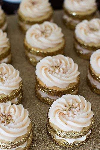 Luxe Cake disco diamond dust applied to cupcakes for vivid shimmer.