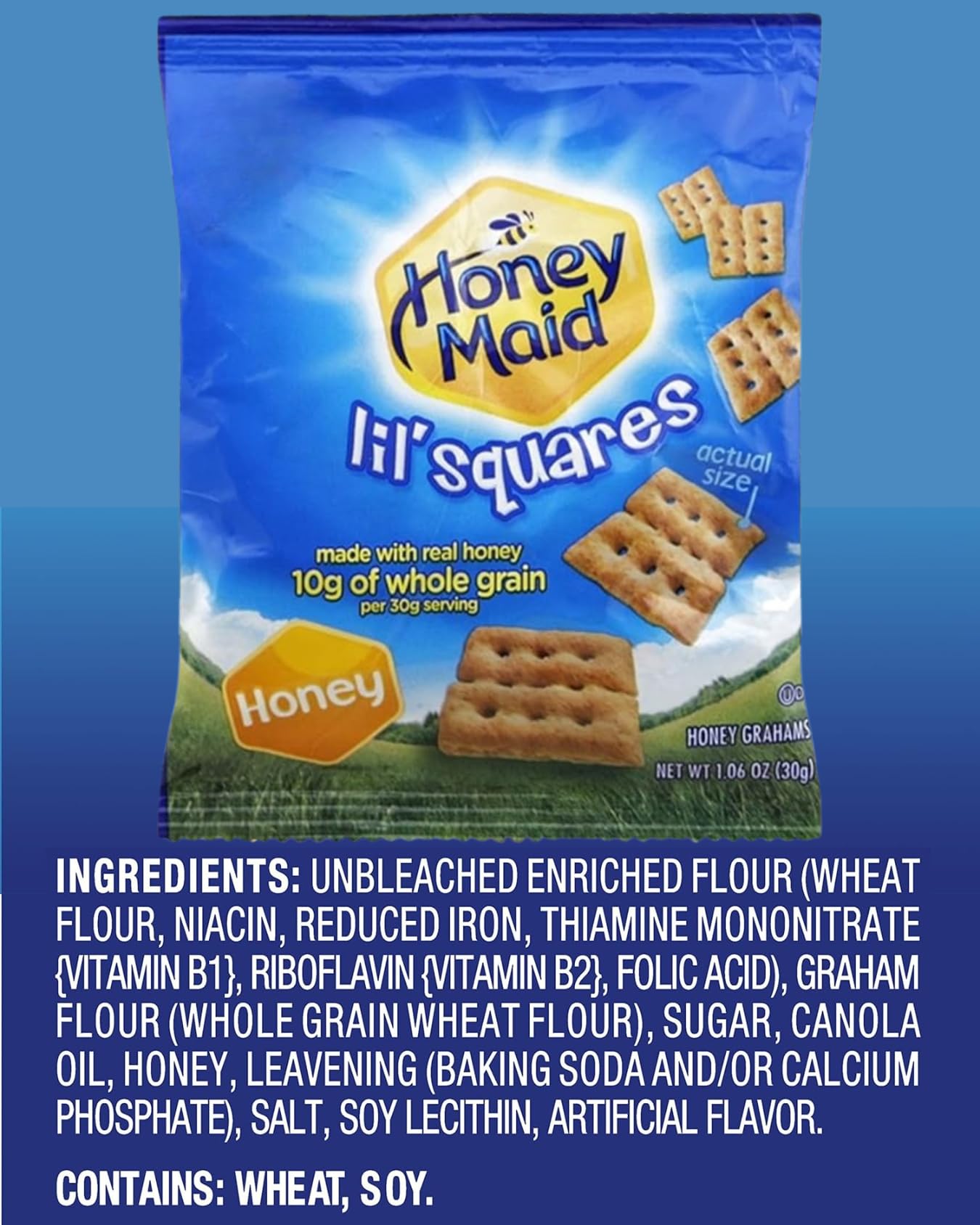 Kids enjoy Luxenton Lil' Squares in lunchbox, a compact snack for busy school days.