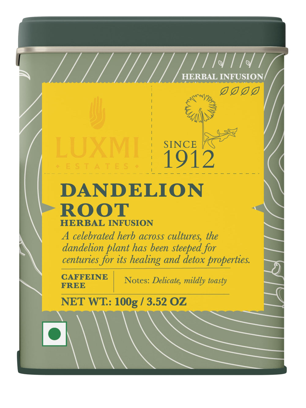 Luxmi Estates Dandelion Root Tea cup pour for a soothing caffeine-free moment